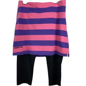 Adidas Golf Pink Stripe Skirt with Black Stretch Capri Tights Women's NWT Size 6